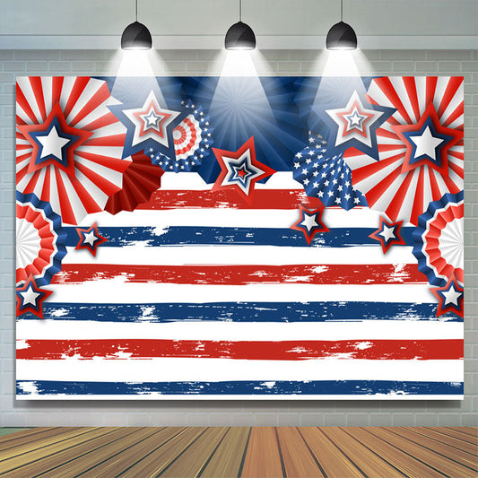 Lofaris Blue And Red Stripes Happy Independence Day Backdrop