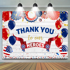 Lofaris Blue And Red Thank You To Heroes Independence Day Backdrop