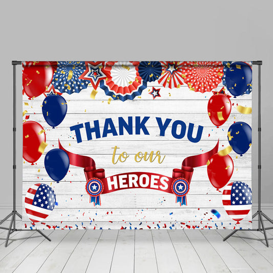 Lofaris Blue And Red Thank You To Heroes Independence Day Backdrop