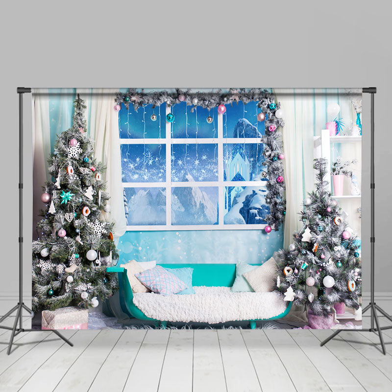 Lofaris Blue And White Snowy Winter Merry Christmas Backdrop