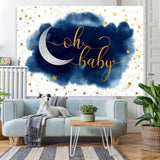 Load image into Gallery viewer, Lofaris Blue And White With Glitter Stars Baby Shower Backdrop