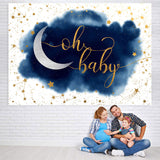 Load image into Gallery viewer, Lofaris Blue And White With Glitter Stars Baby Shower Backdrop