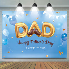Lofaris Blue Balloons And Brown Beard Happy Fathers Day Backdrop