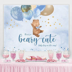 Lofaris Blue Balloons and Cute Teddy Bear Baby Shower Backdrop