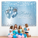 Load image into Gallery viewer, Lofaris Blue Balloons Diamonds String Lights Happy Birthday Backdrop