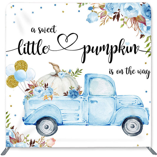 Lofaris Blue Car Flower Double-Sided Backdrop for Baby Shower