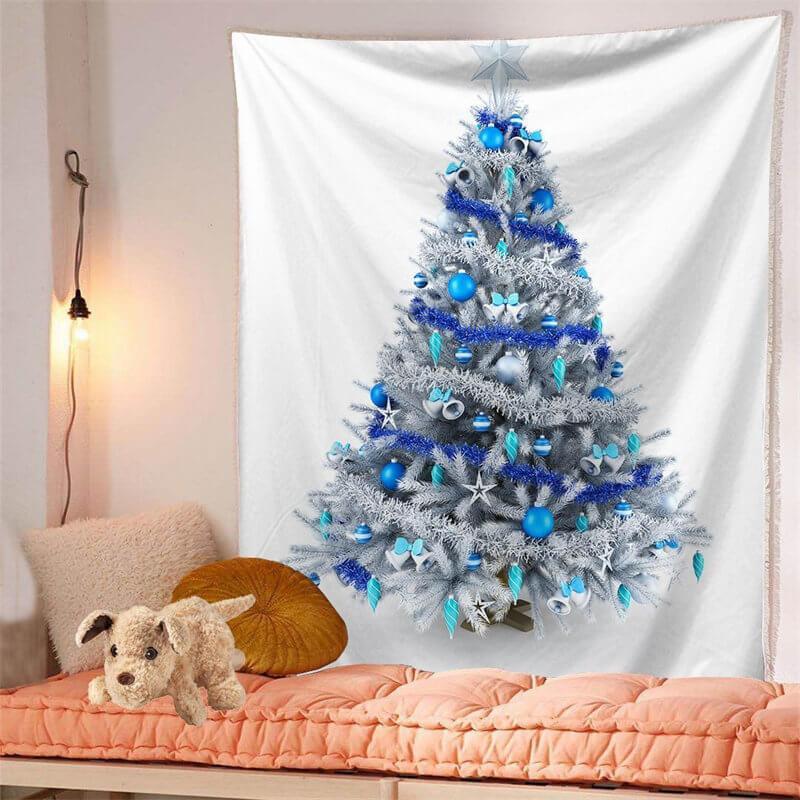Lofaris Blue Christmas Tree Holiday Bohemian Wall Tapestry