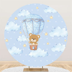 Lofaris Blue Cloud Bear Baby Shower Circle Backdrop For Boy