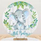 Load image into Gallery viewer, Lofaris Blue Elephant With Wood Round Baby Shower Backdrop