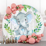 Load image into Gallery viewer, Lofaris Blue Elephant With Wood Round Baby Shower Backdrop