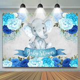 Load image into Gallery viewer, Lofaris Blue Floral Baby Elephent Shower Backdrop for Boy