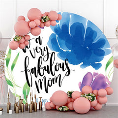 Lofaris Blue Flower Circle Happy Mothers Day Round Backdrops