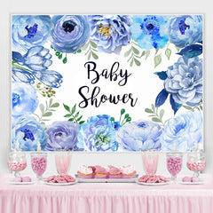 Lofaris Blue Flowers in Full Bloom Floral Baby Shower Backdrop