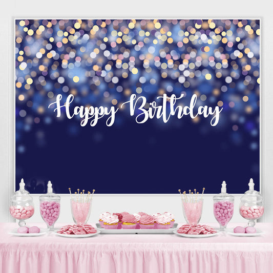 Lofaris Blue Glitter Bokeh Happy Birthday Backdrop For Party