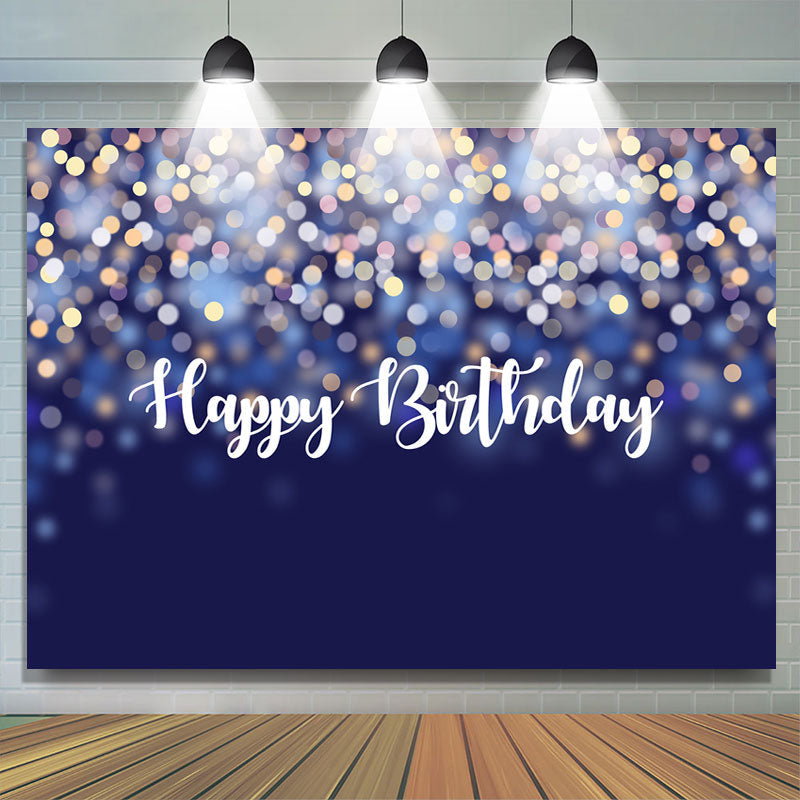 Lofaris Blue Glitter Bokeh Happy Birthday Backdrop For Party