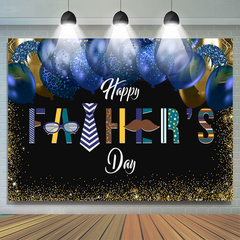 Lofaris Blue Glitter Tie And Balloon Happy Fathers Day Backdrop