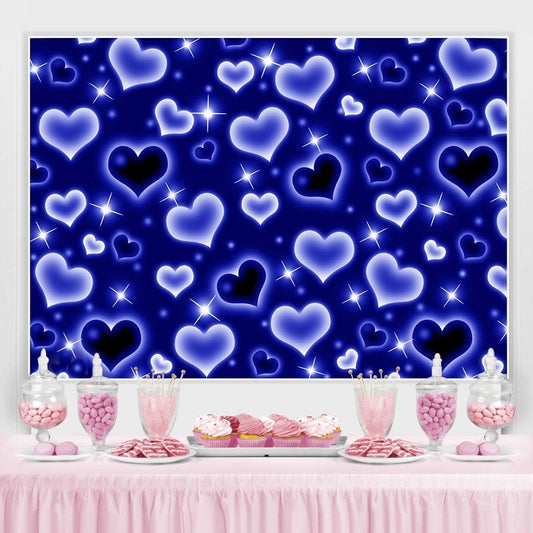 Lofaris Blue Heart Glitter Early 2000s Photo Birthday Party Backdrop