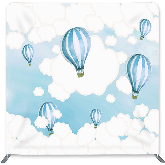 Lofaris Blue Hot Air Balloon Double-Sided Backdrop for Birthday