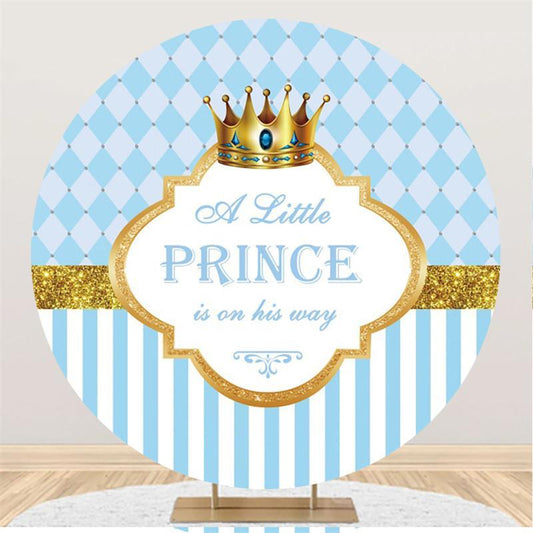 Lofaris Blue Little Prince Round Baby Shower Backdrop For Boy