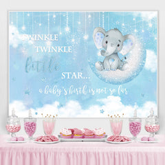 Lofaris Blue Little Star And Elephant Baby Shower Backdrop