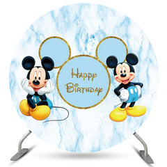 Lofaris Blue Marble Texture Round Cartoon Mouse Birthday Backdrop