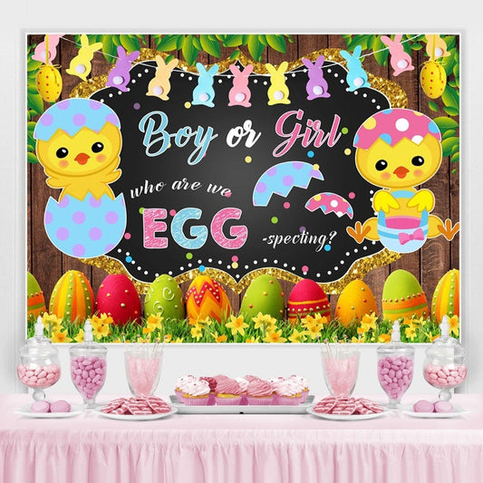 Lofaris Blue Pink And Yellow Easter Theme Baby Shower Backdrop