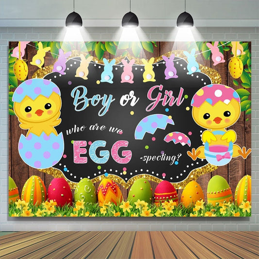 Lofaris Blue Pink And Yellow Easter Theme Baby Shower Backdrop