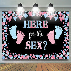 Lofaris Blue Pink Feet And Flags Backdrop Banner For Baby Shower