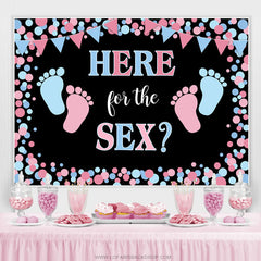 Lofaris Blue Pink Feet And Flags Backdrop Banner For Baby Shower