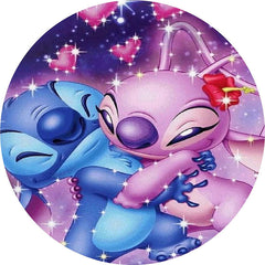 Lofaris Blue Purple Cartoon Character Round Valentines Backdrop