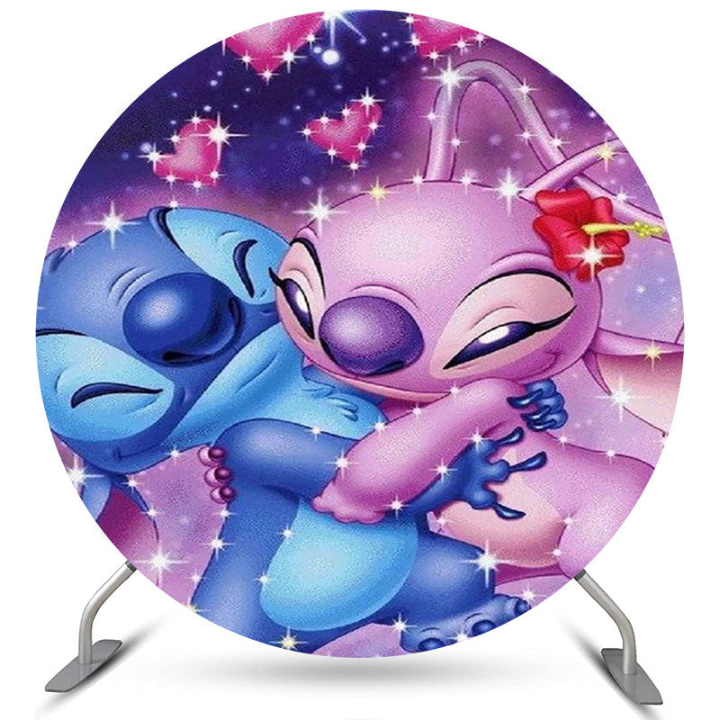 Lofaris Blue Purple Cartoon Character Round Valentines Backdrop