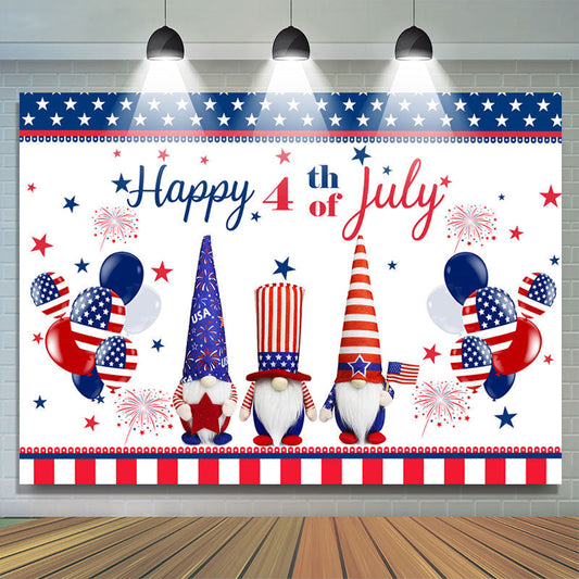 Lofaris Blue Red Dwarf Doll Happy July Independence Day Backdrop