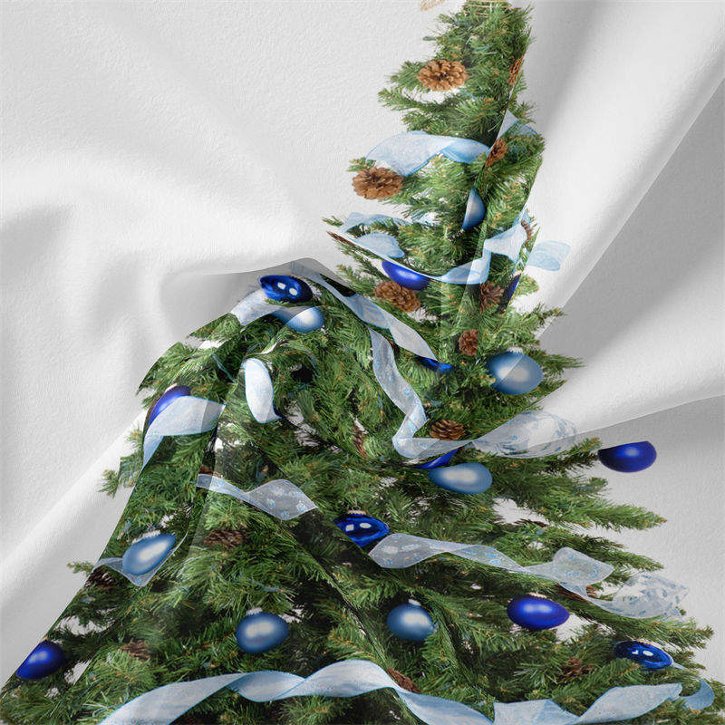 Lofaris Blue Ribbon Christmas Tree Tapestry Wall Hanging