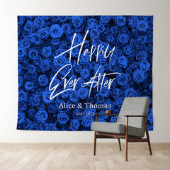 Lofaris Blue Rose Tracery Wall Party Backdrop For Weddings