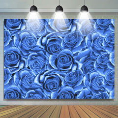 Lofaris Blue Roses Clusters Theme Valentines Backdrop For Party