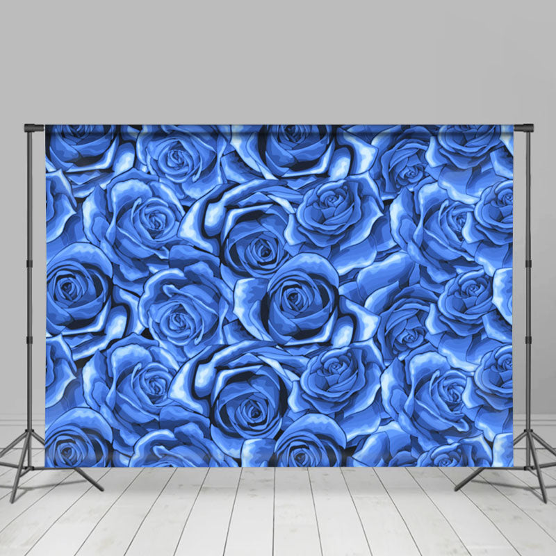Lofaris Blue Roses Clusters Theme Valentines Backdrop For Party