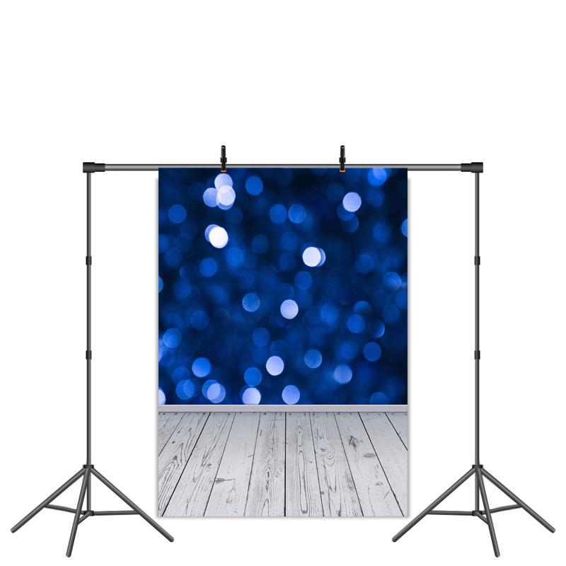 Blue Simple Bokeh Wood Floor Birthday Party Backdrop – Lofaris