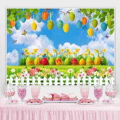 Lofaris Blue Sky And Butterfly With Garden Baby Shower Backdrop