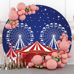 Lofaris Blue Sky And Red Circus Round Happy Birthday Backdrop