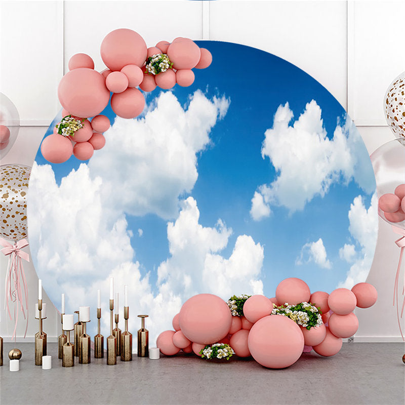 Lofaris Blue Sky And White Cloud Round Decoration Backdrop