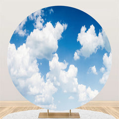 Lofaris Blue Sky And White Cloud Round Decoration Backdrop