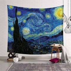 Lofaris Blue Sky Night Painting Style Moon Mountain Wall Tapestry