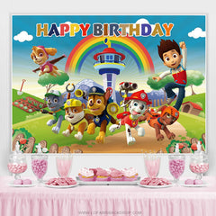Lofaris Blue Sky Puppy Dog Happy Birthday Backdrop For Kids