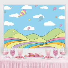 Lofaris Blue Sky White Clouds Balloons Birthday Party Backdrop