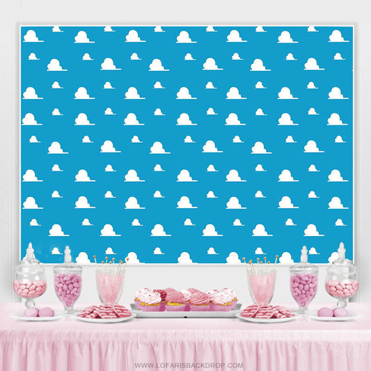 Lofaris Blue Sky White Clouds Kid Happy Birthday Party Backdrop
