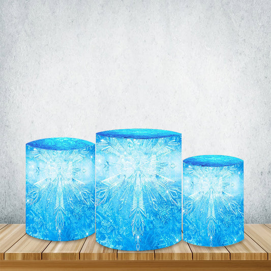 Lofaris Blue Snowflake Plinth Cover Frozen Winter Theme Cake Table