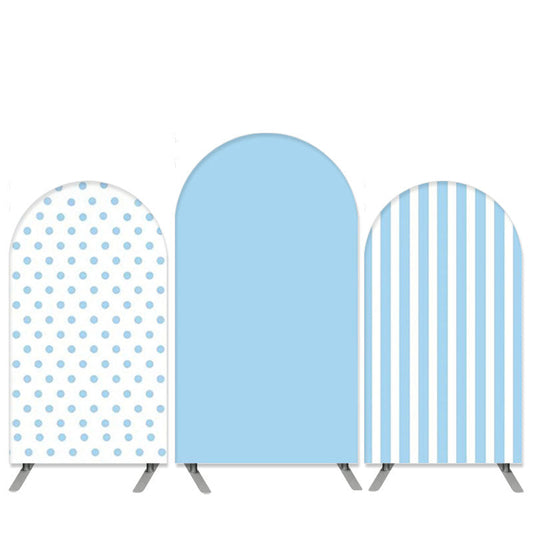 Lofaris Blue Striped Polka Dots Baby Shower Arch Backdrop Kit