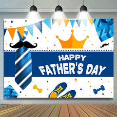 Lofaris Blue Tie And Gift White Happy Fathers Day Backdrop
