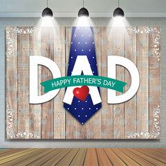 Lofaris Blue Tie And Heart Wooden Happy Fathers Day Backdrop