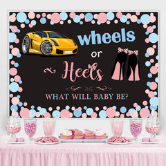Lofaris Blue Wheels Or Pink Heels Black Baby Shower Backdrop